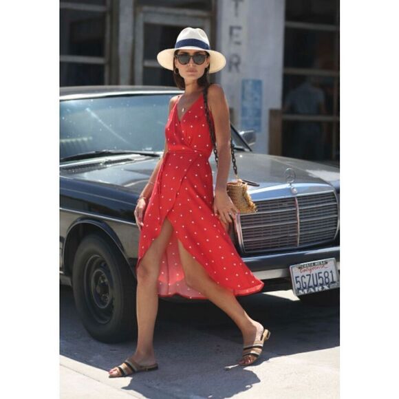 Reformation Red Polka Dot Dress - Picture 1 of 7